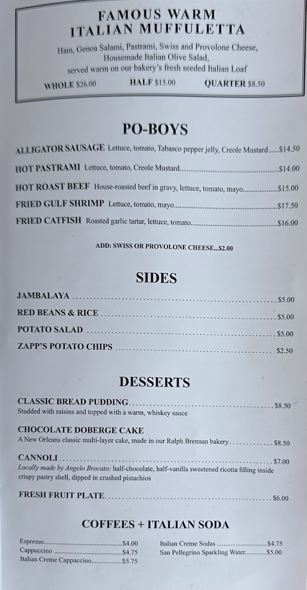 Napoleon House Menu - Image 3