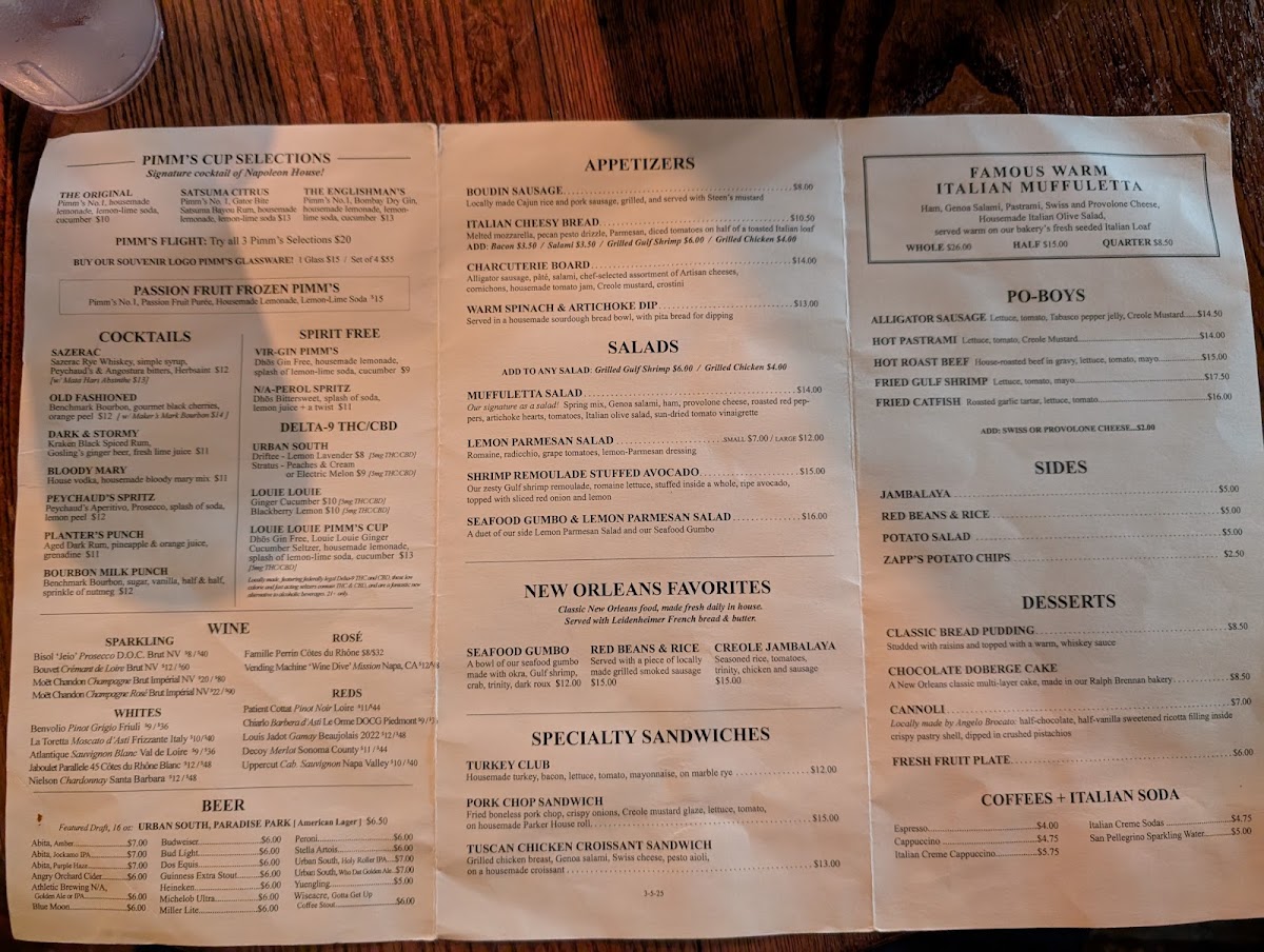 Napoleon House Menu - Image 4